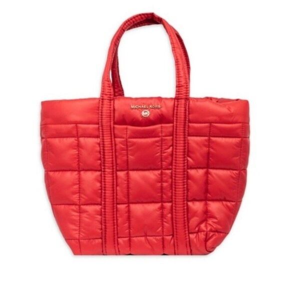 Michael Kors Stirling Small Quilted Recycled Polyester Tote Bag - Red $258 - Picture 2 of 11